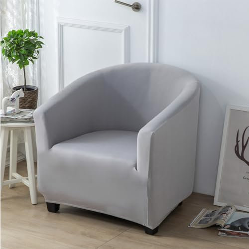 Surwin Sesselbezug Elastische Sesselschoner, Einfarbig Sesselüberwurf Universal Chair Schonbezug Sofabezug für Clubsessel Lounge- & Cocktailsessel (One Size,Hellgrau)