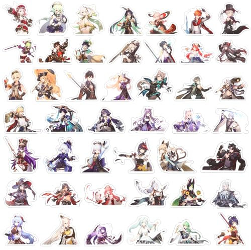 TaiCy Game characters Sticker, wasserdicht, sonnenbeständig, Anime-Spielstickerpaket für Handy, Laptop, Flaschen, Skateboard, Geschenk für Fans (Genshin Stickers-1)