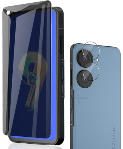 Phlleyaa Pellicola Protettiva per Asus Zenfone 9,1 Pezzi Anti-Spy Vetro Temperato e 1 Pezzi Vetro Fotocamera,9H Durezza,Anti Graffio,Anti-Spy Pellicola per Asus Zenfone 9 Vetro Temperato
