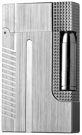 Traditionelles Feuerzeug mit weicher Flamme, aufblasbare Feuerzeuge, ohne Gas, mit verstellbarem Flammenrad, vertikaler Zündrolle, Feuerzeug mit Metallzeichnung, als Geschenk(Silver vertical pattern)