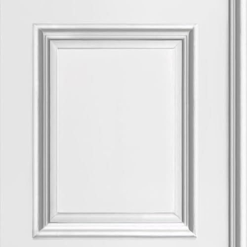Realistic Wood Panel Effect Wallpaper White Classic Traditional Living Room
