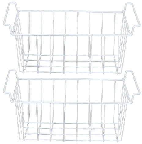 Grands Paniers de Rangement en Fil de Congélateur Antirouille, 2 Pièces, pour Garde-manger et Réfrigérateur à Usage Domestique (L 47,5 cm X L 24,5 cm X H 20 cm)