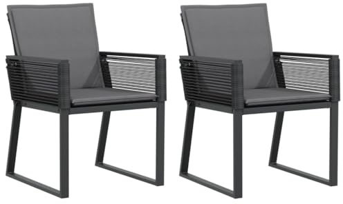 vidaXL Gartenstühle mit Kissen 2 STK. Schwarz Poly Rattan