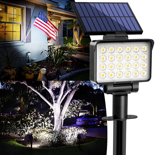 AUDERWIN Solar Spot Lights Outdoor Waterproof for Flag, Tree, House, Garden, Yard, Landscape Spotlights for Accent Uplighting Halloween Christmas Decorations-8 Pack