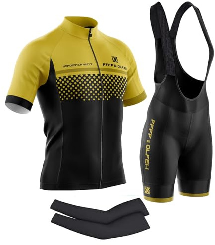 Herren Fahrrad Anzüge Kurzarm Fahrrad Trikot Set Atmungsaktive Radtrikot Fahrradbekleidung Set mit 3D gepolsterten Trägerhosen MTB