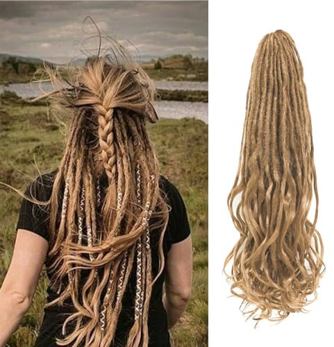 24 Inch Loose Wave Dreadlock Extensions 10 Strands Double Ended French Curly Synthetic Dreadlock Extensions 0.6CM Thin Soft Locs With Curly Ends Crochet Dreads for Black Women (27#)
