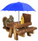 Sonhomay Eichhörnchen Futterstation Outdoor Holz Eichhörnchen Futterstation Lustig Eichhörnchen Futtertisch Vogel Eichhörnchen Futterstation mit einem Regenschirm für Garten Hof Baum