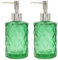 2 Pack Glass Soap Dispenser Bathroom Countertop Shampoo and Conditioner Dispenser Washing Up Liquid Hand Soap Pump Bottle Dispenser Kitchen(2, Green)