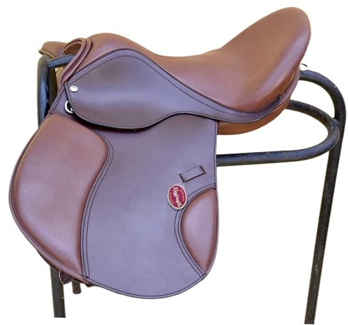 Kayfcrafts Premium Springsattel aus geöltem Leder, Sitz aus Kuhleder, handgefertigt, dicke Knierollen mit fester Platte (35,6 cm)