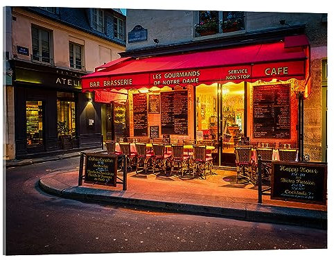 Posterlounge Straßencafé in Paris Acrylglasbild von Jim Nix 18 x 13 cm Rot Wandbilder Wanddeko