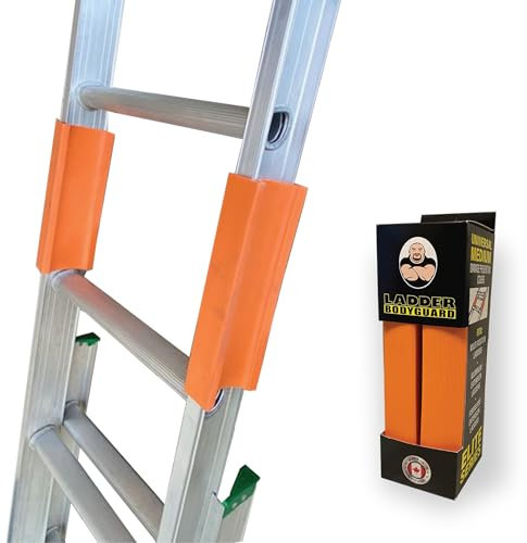 LADDER BODYGUARD Leiterstabilisator für Dachrinnen und Dach, universell passend, rutschfest, Fallschutz, Kratzschutz, Leiter-Sicherheitsabdeckungen, starker Griff, Eckabdeckung, orange, Kautschuk