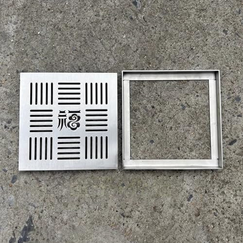 WhamtL Canaleta de Drenaje Rejilla de Drenaje Cuadrada Plana, Rejilla de Drenaje de Piso para Sumideros Al Aire Libre, Cubierta de Zanja de Drenaje de Terraza de Patio de Jardín(25x25cm(9.8x9.8in))