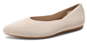 DREAM PAIRS Scarpe Basse a Punta da Donna Ballerine Traspiranti in Maglia Ammortizzata con Supporto dell'Arco Plantare per Comodo Lavoro Elegante,Size 38.5,Nudo,DWUMFA2505