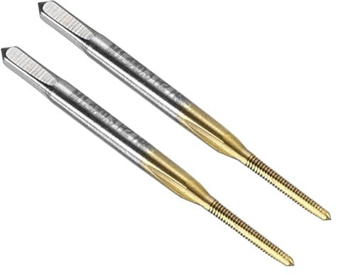 sourcing map 2pcs Straight Flute Thread Tap, M1.4 x 0.3 Metric Titanium Coated Screw Threading Tapping Tool Thread Milling Machine Taps, High-Speed Steel 6542 (HSS 6542)