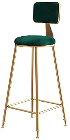 RNNYWDRQ Barhocker aus Metall, moderner Stuhl mit Rückenlehne, Sitz aus Samt, Stuhl mit goldenem Rahmen und leiser Rutschfester Polsterung, Barhocker für Küchenthekenrestaurant (Farbe: Grün)