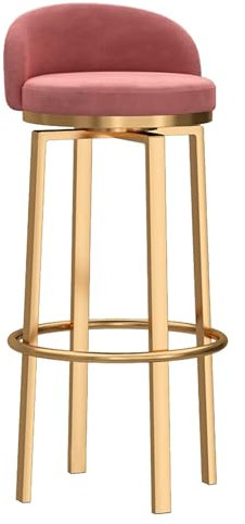 Rosa moderne schwenkbare Barhocker Set mit 2 mit Rückenlehne Gold Metallbeine und 65 cm Tischhöhe stilvolle Essstühle für Wohnküche
