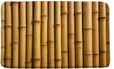 GCTNBJL Bamboo Bath Mat Vintage Brown Bamboo Japanese Asian Plant Nature 3D Print Home Office Bedroom Doormat Bathroom Toilet Floor Rug,17.8x29.5 Inch