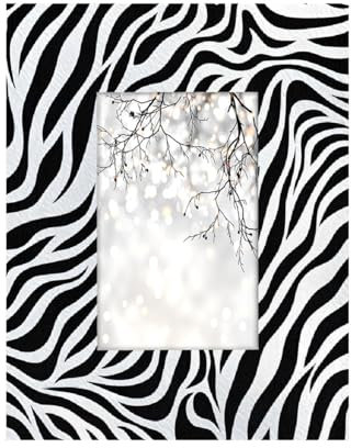 Bilderrahmen aus Holz und Acryl, umweltfreundlich, 10,2 x 15,2 cm, kratzfest, HD-Panel, Desktop/Wand, Dual-Use, Zebra-Hautdruck, Digitaldruck, Geschenkrahmen