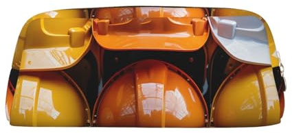 PPTHSNVB Federmäppchen, Bauhelme, Federmäppchen mit Reißverschluss, großes Fassungsvermögen, Leder-Bleistifttasche, tragbare Make-up-Tasche für Damen und Herren, gold, Einheitsgröße, Druck