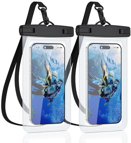 [2 Pack] Waterproof Phone Pouch Case, IPX8 Universal Waterproof Phone Casefor Swimming Dry Bag with Clip Strap for iPhone 16 15 14 13 12 11 Pro Max Plus Mini, Xs XR, Samsung S25 S24, Up to 7”