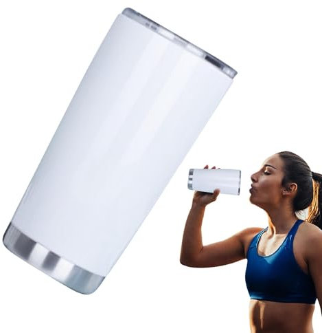 Sublimation Tumblers, 20oz Stainless Steel Double Wall Cups, Skinny Straight Blank Heat Transfer Mugs, Vacuum Insulated Smooth, Perfect for Coffee, Ice, Custom, (304 Stainless Steel)