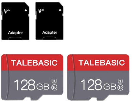 Scheda di memoria Micro SD da 128 GB, classe 10, con adattatore SD, ad alta velocità, per tablet, telefono cellulare, fotocamera, audio auto, console di gioco, 2 pezzi, 128 GB