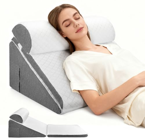 Nastopee Verstellbares Keilkissen, Lesekissen für Bett und Sofa, Ergonomisches Rückenlehne Kopfkissen mit Memory-Schaum für Rückenunterstützung beim Entspannen, Spielen, Lesen oder Fernsehen