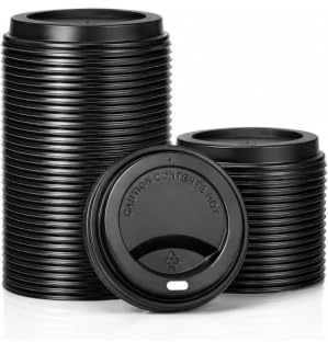 100 X Plastic Sip-Through Lids for Hot Cups – Fits 10oz 12oz, 16oz & 20oz Ripple and Paper Cups – Secure Leak Resistant Coffee Cup Lids – Durable Food-Grade Disposable Lids for Takeaway Drinks 100PACK