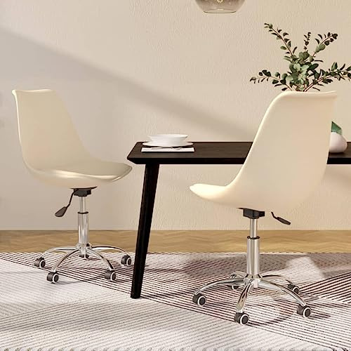 Tonture Esszimmerstühle 2er Set, Drehbar, Creme Stoff, Höhenverstellbar, Modern, Bequeme Küchenstühle mit Rollen, Metallgestell, für Esszimmer
