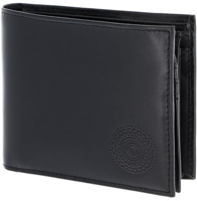 Oxmox Leder Geldbörse Leather RFID Protect Querscheinbörse Circle Bloom Embossed Black schwarz