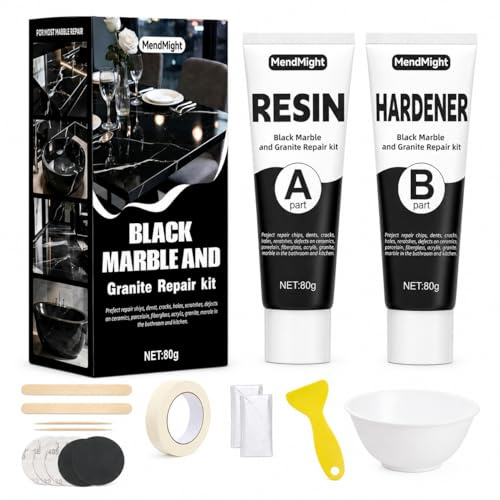 Tile Repair Kit for Renters Homeowners: 160g Black Epoxy Putty for Bathtub | Seamless Repair Cracks, Holes & Scratches on Shower Tray, Sink, Marble, Granite, Porcelain, Fibreglass
