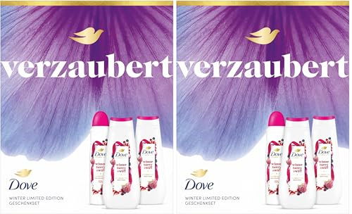 Dove Geschenkset Verzaubert Winter Limited Edition mit 2x Duschcreme und Anti Transpirant 225 ml + 225 ml + 150 ml (Packung mit 2)