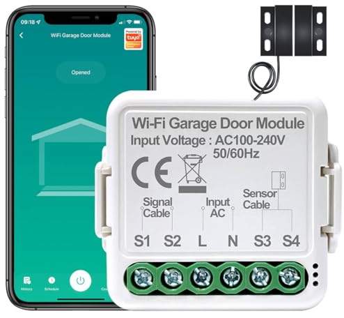 Acmerota Smart Garagentoröffner Garagentoröffner Smart Garagentor-Fernbedienung Sprach-/Fernbedienung, mit Timer Automatisches Schließen/Öffnen Kompatibel mit Alexa Google Home, 5M