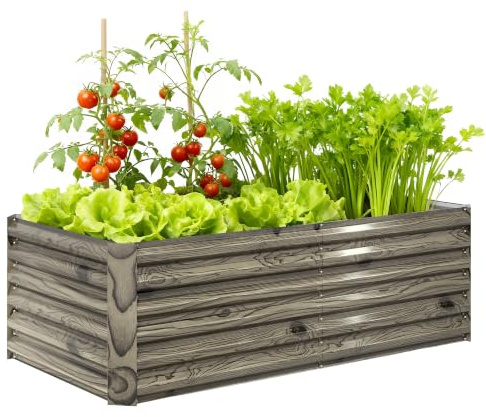 Outsunny Grande jardinière extérieure rectangulaire en Acier galvanisé, Potager Urbain pour cultiver des Plantes, Grand Pot de Fleurs extérieur avec Base Ouverte, résistant aux intempéries, 180 x 90