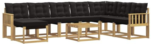 vidaXL Outdoor-Sofagarnitur mit Kissen 9 pcs Weiß und Schwarz, Modernes Garten-Sofa-Set, wetterfeste Möbel, strapazierfähige Couch, perfekte Sitzgelegenheit am Pool