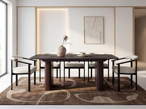 WFL GROUP Ausziehbarer Rechteckiger Esstisch – XXL Modernes Design mit Braunem Metallgestell – für 10-14 Personen, 200 x 90/300 cm – Beton Dunkelgrau