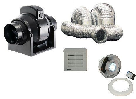 Manrose MF100T Mixed Flow LIGHT KIT, Alu 5m,External grille Mixed flow Inline Extractor fan