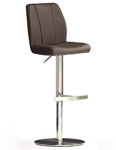 Robas Lund NA.OMI Barstuhl/-hocker, Leder/Edelstahl, rund/360 Grad drehbar, ca. 42 x 89-114 x 52 cm, braun
