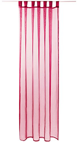Gardine mit Schlaufen, Transparent Voile 140 x 245cm (Breite x Länge) in pink - Fuchsia, Schlaufenschal in vielen weiteren Farben und Größen