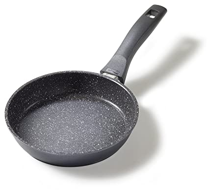 STONELINE Bratpfanne 18 cm, Pfanne Induktion geeignet, Pfanne mit Antihaft-Beschichtung mit echten Steinpartikeln, Brat- & Universalpfannen aus Aluguss, Kleine Pfanne, Farbe: Grau
