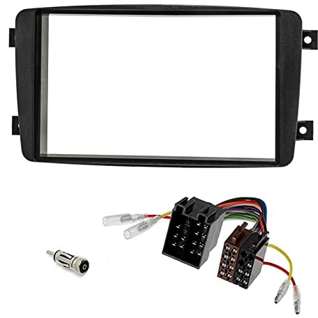 Sound-way Double DIN Car Radio Frame Installation Kit, 2 DIN Front Panel Frame, ISO Connector Cable, Antenna Adapter, compatible with Mercedes C-Class, CLK, Viano, Vito