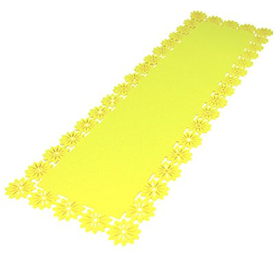 DECOLINE Filz Tisch-Deckchen Blumenbordüre 30 x 100cm gelb 8 Stück