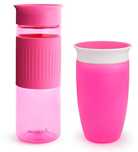 Munchkin® Miracle® 360 Spill Proof Sippy Cups, 24 and 10 Ounce, 2 Pack, Pink – Toddler and Adult Set