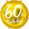 PartyDeco Folie Ballon Runde Gold mit Aufschrift 60. Birthday- 60. Geburtstag- Durchmesser ca. 45 cm- auf Hel Luft Geburtstagsdekoration Luftballon Girlande Party Hängedekoration