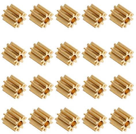 Balacoo 20 Stück Kupfer Motor Ritzel, Mini Motor Zahnrad 9 Zahnstärke 2Mm Mechanisches Zahnrad Ersatzteil für Lenkgetriebe Drohne Modell Flugzeug DIY Spielzeug