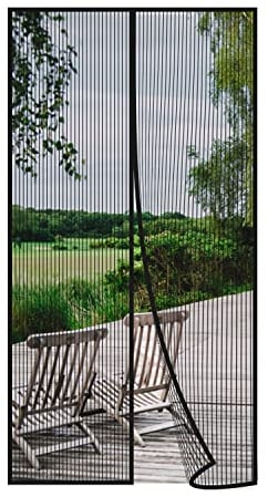 Risareyi Magnet Fliegengitter Tür 70x210cm, Schwarz Insektenschutz Balkontür Ohne Bohren, Insektenschutz Fenster Fliegengitter Balkontür Automatisches Schließen für Terrassentür mit Klettband