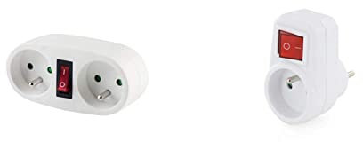 CHACON Biplite avec Interrupteur, Domino électrique & Prise on/Off Easy Switch (FR)