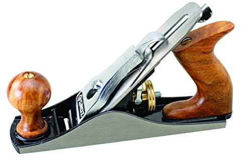 Groz SP/3 No.3 Smoothing Plane, 9-1/2 Inch Cast Iron Bench Plane with 45 mm Spring Steel Cutter, Adjustable Frog and Hardwood Handle for Fine Woodworking Final Finishing (39700)