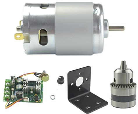 CONQUERALL Moteur 895 12V 9000RPM/24V 18000RPM Moteur DC à couple élevé avec support de mandrin et contrôleur de vitesse 20A