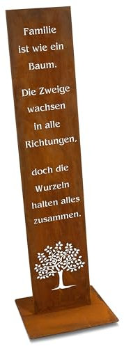Rostikal Familie Spruchtafel 100 cm – Edelrost Deko-Schild aus Metall mit Spruch – Garten- und Wohnzimmer Deko – Handmade Geschenkidee, wetterfest für drinnen und draußen